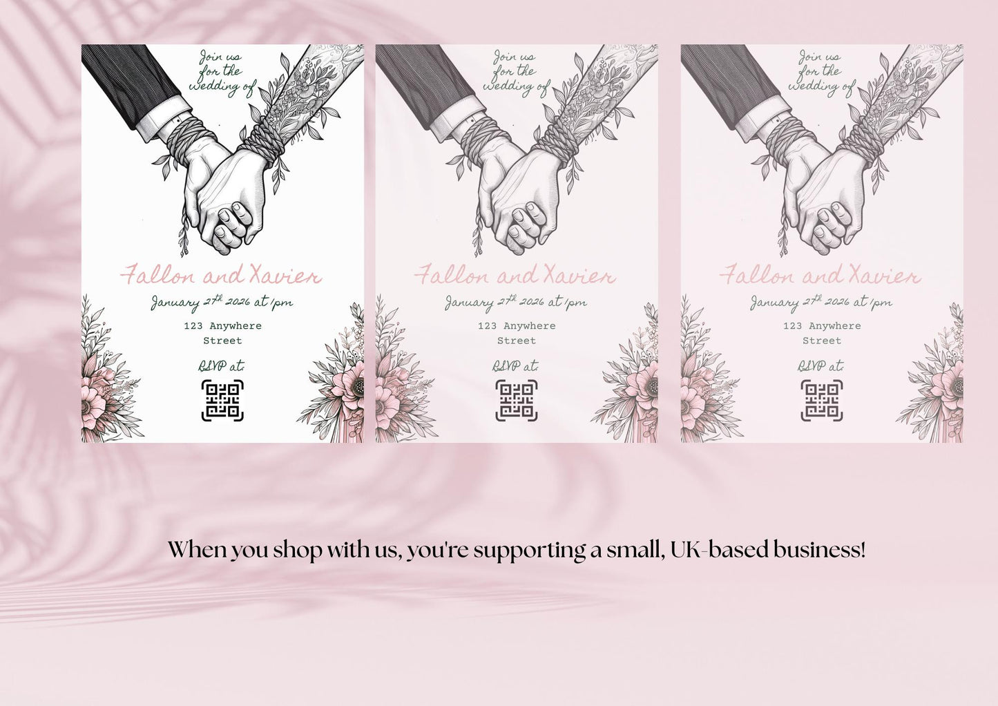 Digital Wedding Invitation, Boho Handfasting Design, Printable, Instant Download, Editable Canva Template, Alternative Wedding Template